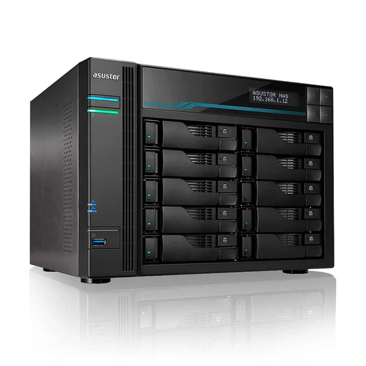 Asustor Lockerstor 10 | AS6510T | Enterprise Network Attached Storage | 2.1GHz Quad-Core, Two 10GbE Port, Two 2.5GbE Port, Two M.2 Slot for NVMe SSD Cache, 8GB RAM DDR4