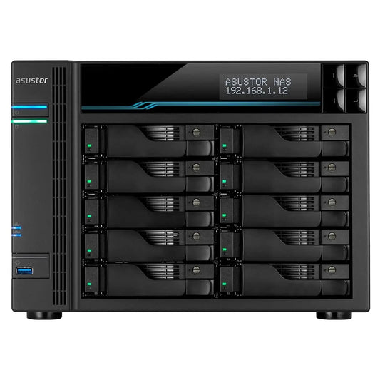 Asustor Lockerstor 10 | AS6510T | Enterprise Network Attached Storage | 2.1GHz Quad-Core, Two 10GbE Port, Two 2.5GbE Port, Two M.2 Slot for NVMe SSD Cache, 8GB RAM DDR4