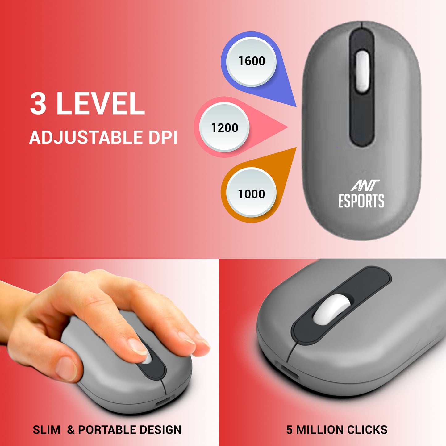 ANT ESPORTS WIRELESS KEYBOARD AND MOUSE COMBO (GARY) WKM22 (ETA-SD-20221009069)(ETA-SD-20221009067)