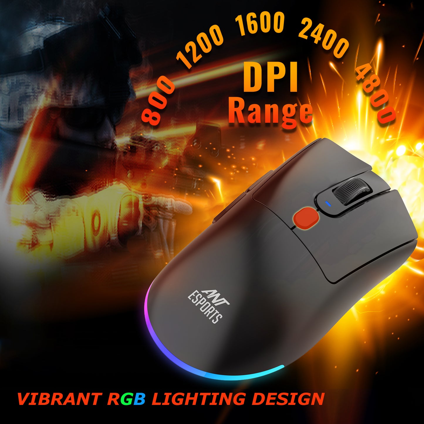 ANT ESPORTS GM900 WIRELESS OPTICAL GAMING MOUSE WITH CHARGING DOCK - BLACK (ETA-SD-20240605140)
