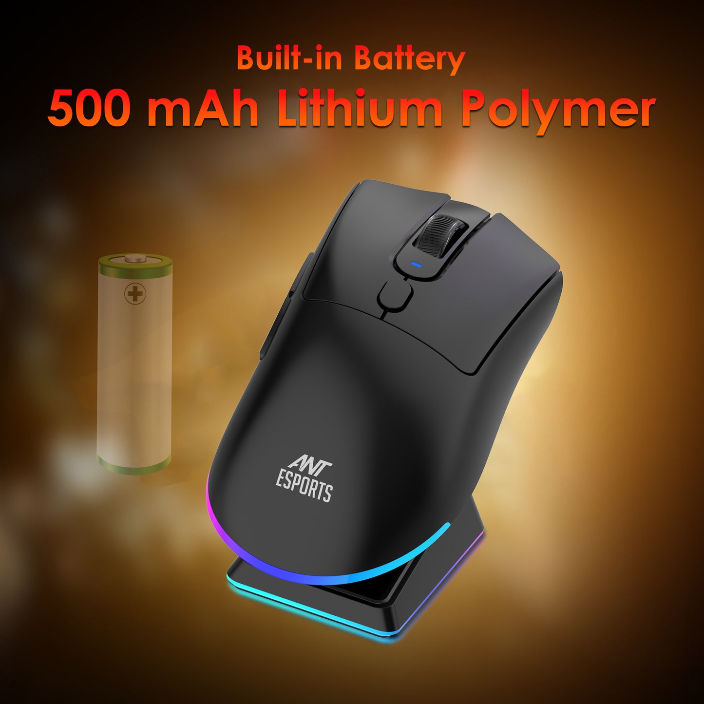 ANT ESPORTS GM900 WIRELESS OPTICAL GAMING MOUSE WITH CHARGING DOCK - BLACK (ETA-SD-20240605140)