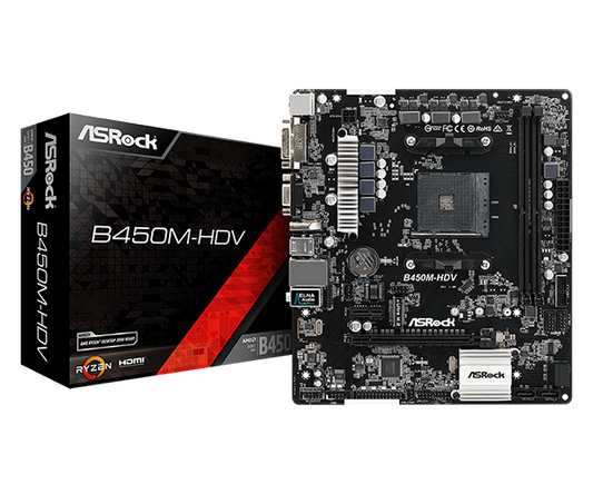 ASROCK B450M HDV AMD AM4 MOTHERBOARD
