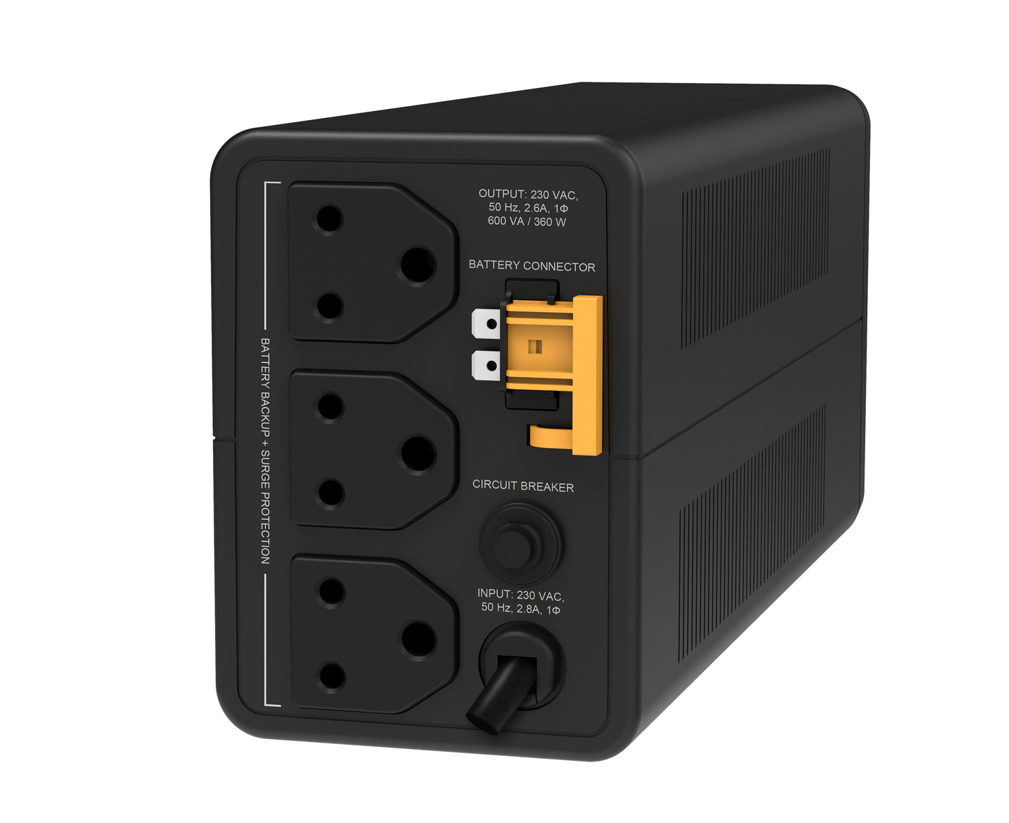 APC Back-UPS BX600I-IN 600VA/360W | 230V | 3 India 3-pin 6A Outlets | Automatic Voltage Regulation | Visual LED and Audible Alarms | Replace Battery & Overload Indicators | Generator Compatible & Auto start Function | User Replacable Battery |