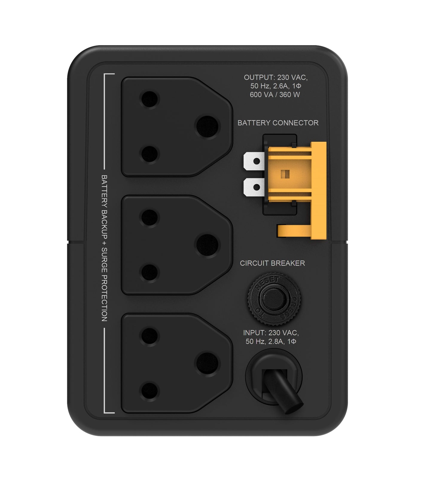 APC Back-UPS BX600I-IN 600VA/360W | 230V | 3 India 3-pin 6A Outlets | Automatic Voltage Regulation | Visual LED and Audible Alarms | Replace Battery & Overload Indicators | Generator Compatible & Auto start Function | User Replacable Battery |