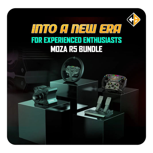 MOZA R5 RACING BUNDLE FOR PC, R5 WHEELBASE, ES STEERING WHEEL, SR-P LITE PEDALS, TABLE CLAMP