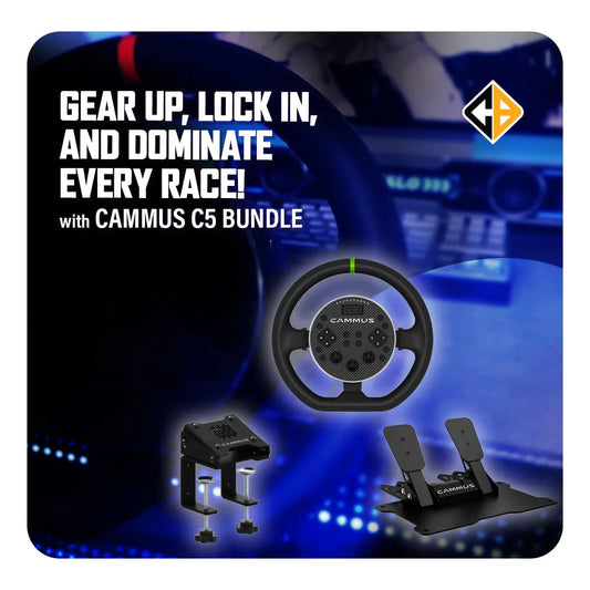COSMIC BYTE CAMMUS DIRECT DRIVE WHEEL BUNDLE- C5 STEERING WHEEL, CP5 PEDALS, CS5 DESK CLAMP