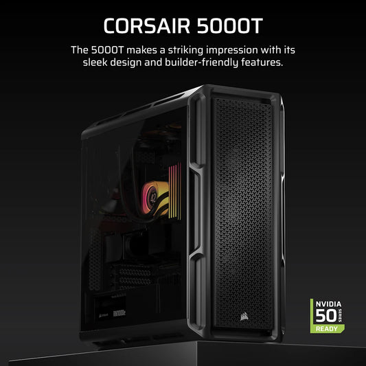 CORSAIR CHASSIS 5000T - CC-9011300-WW- MID-TOWER PC CASE WITHOUT PSU, BLACK