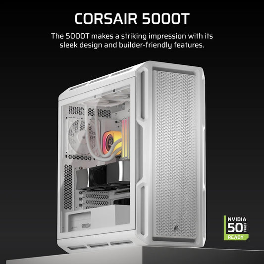 CORSAIR CHASSIS 5000T - CC-9011301-WW- MID-TOWER PC CASE WITHOUT PSU , WHITE