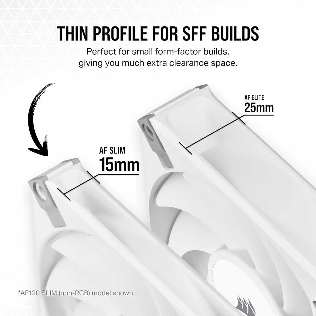 CORSAIR AF SLIM SERIES, AF120 RGB SLIM WHITE, 120MMX15MM FLUID DYNAMIC RGB FAN, DUAL PACK WITH LIGHTING NODE CORE