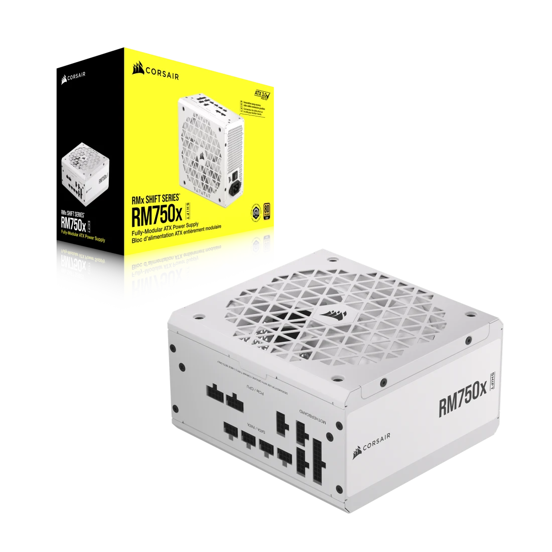 CORSAIR RM750X SHIFT 80 PLUS ATX 3.1 GOLD FULLY MODULAR POWER SUPPLY - WHITE