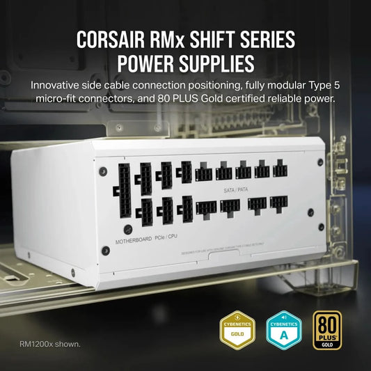 CORSAIR RM1000x SHIFT ATX 3.1 80 PLUS Gold Fully Modular Power Supply - White