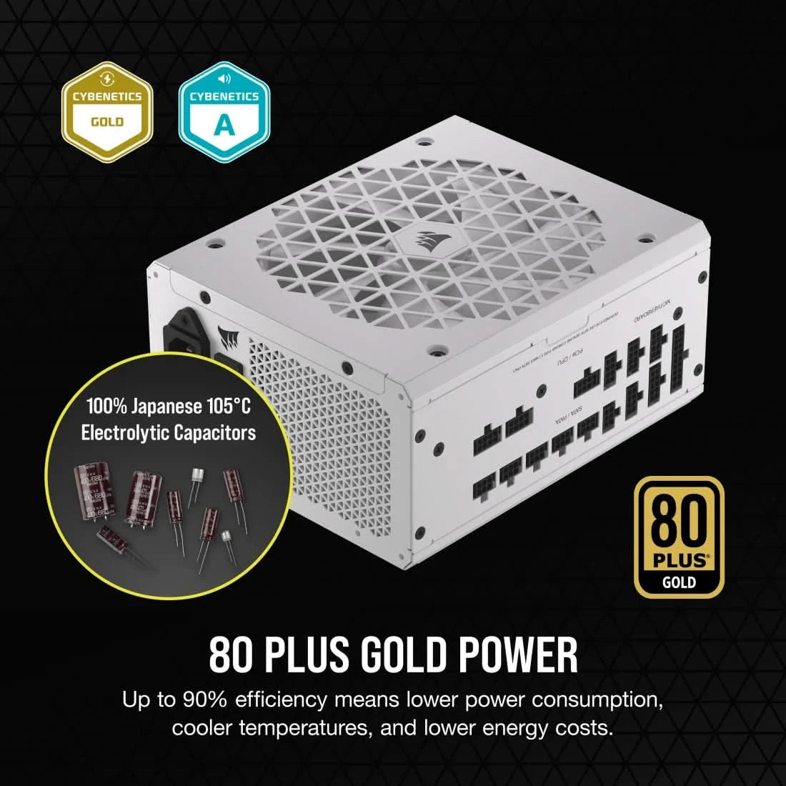 CORSAIR RM1000x SHIFT ATX 3.1 80 PLUS Gold Fully Modular Power Supply - White