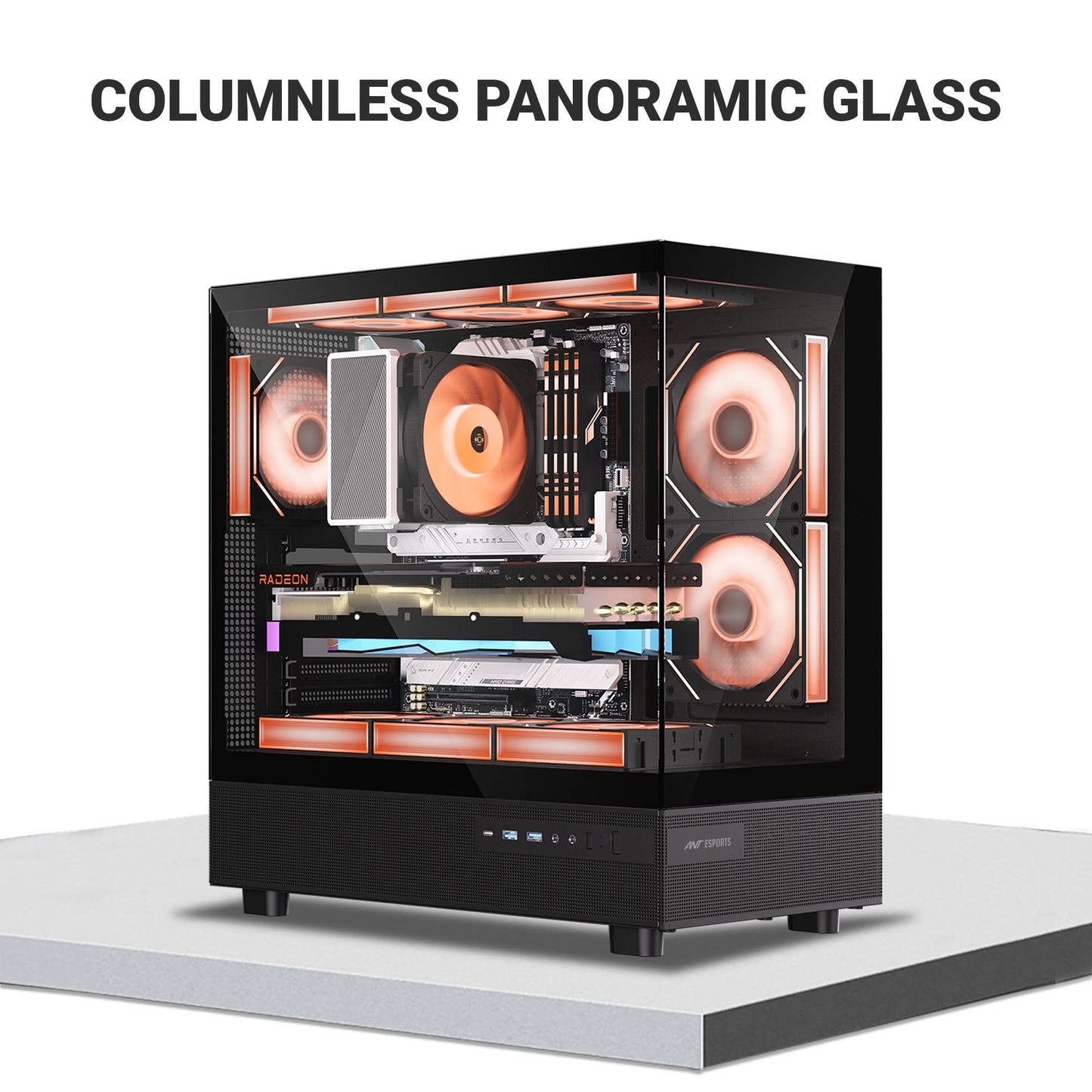 ANT ESPORTS CRYSTAL X6 ATX COMPUTER CASE/GAMING CABINET WITH TYPE-C BLACK