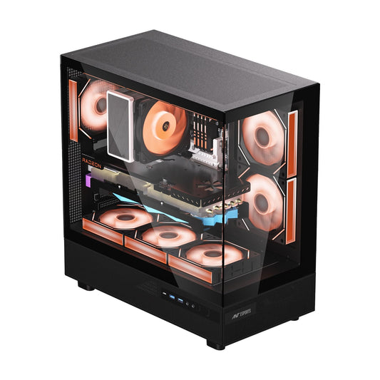 ANT ESPORTS CRYSTAL X6 ATX COMPUTER CASE/GAMING CABINET WITH TYPE-C BLACK