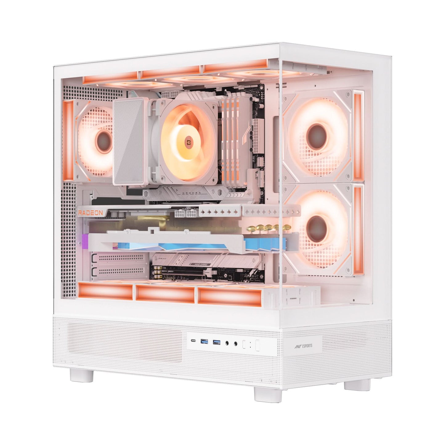 ANT ESPORTS CRYSTAL X6 ATX COMPUTER CASE/GAMING CABINET WITH TYPE-C WHITE