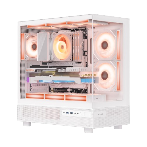 Ant Esports Crystal X6 ATX Computer Case/Gaming Cabinet with Type-C – White