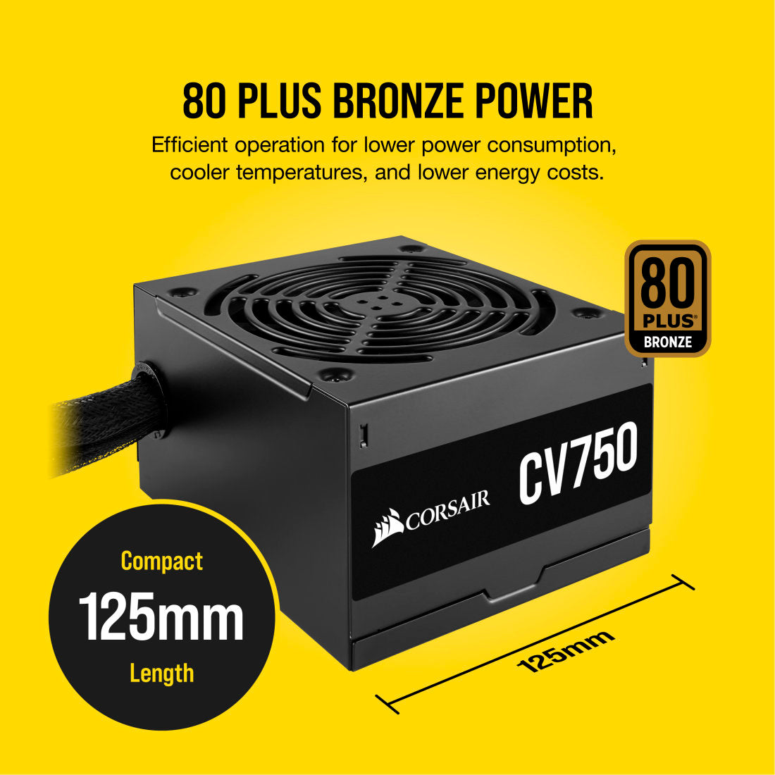 CORSAIR 750W CV750 80 PLUS BRONZE NON MODULAR SMPS