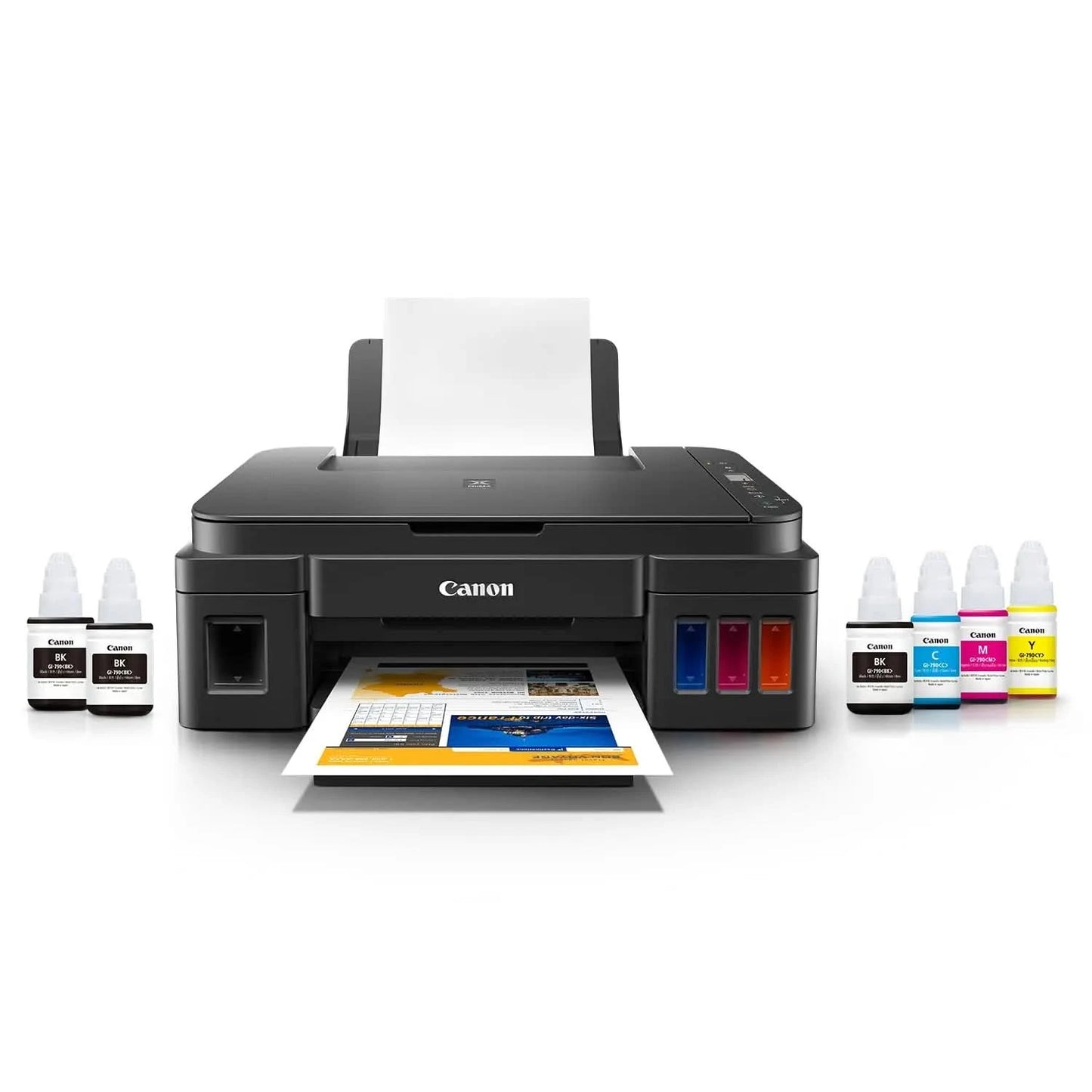 Canon PIXMA MegaTank G2012 All in One Inktank Colour Printer with 2 Additional Black Ink Bottles (Per Black Bottle Yield 6000 Prints and Colour 7000 Prints) for Home/Office