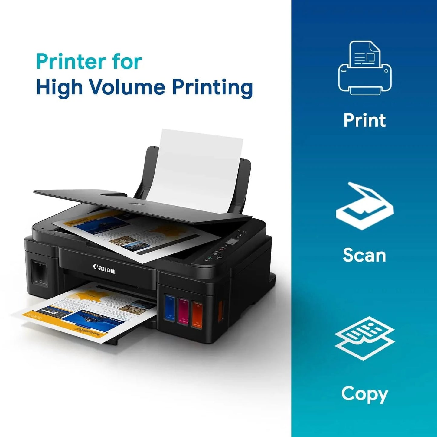 Canon PIXMA MegaTank G2012 All in One Inktank Colour Printer with 2 Additional Black Ink Bottles (Per Black Bottle Yield 6000 Prints and Colour 7000 Prints) for Home/Office