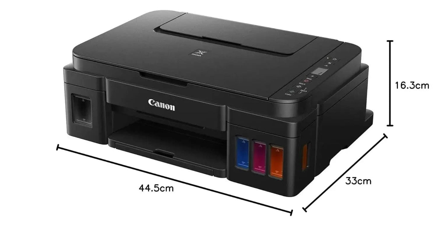 Canon PIXMA MegaTank G2012 All in One Inktank Colour Printer with 2 Additional Black Ink Bottles (Per Black Bottle Yield 6000 Prints and Colour 7000 Prints) for Home/Office