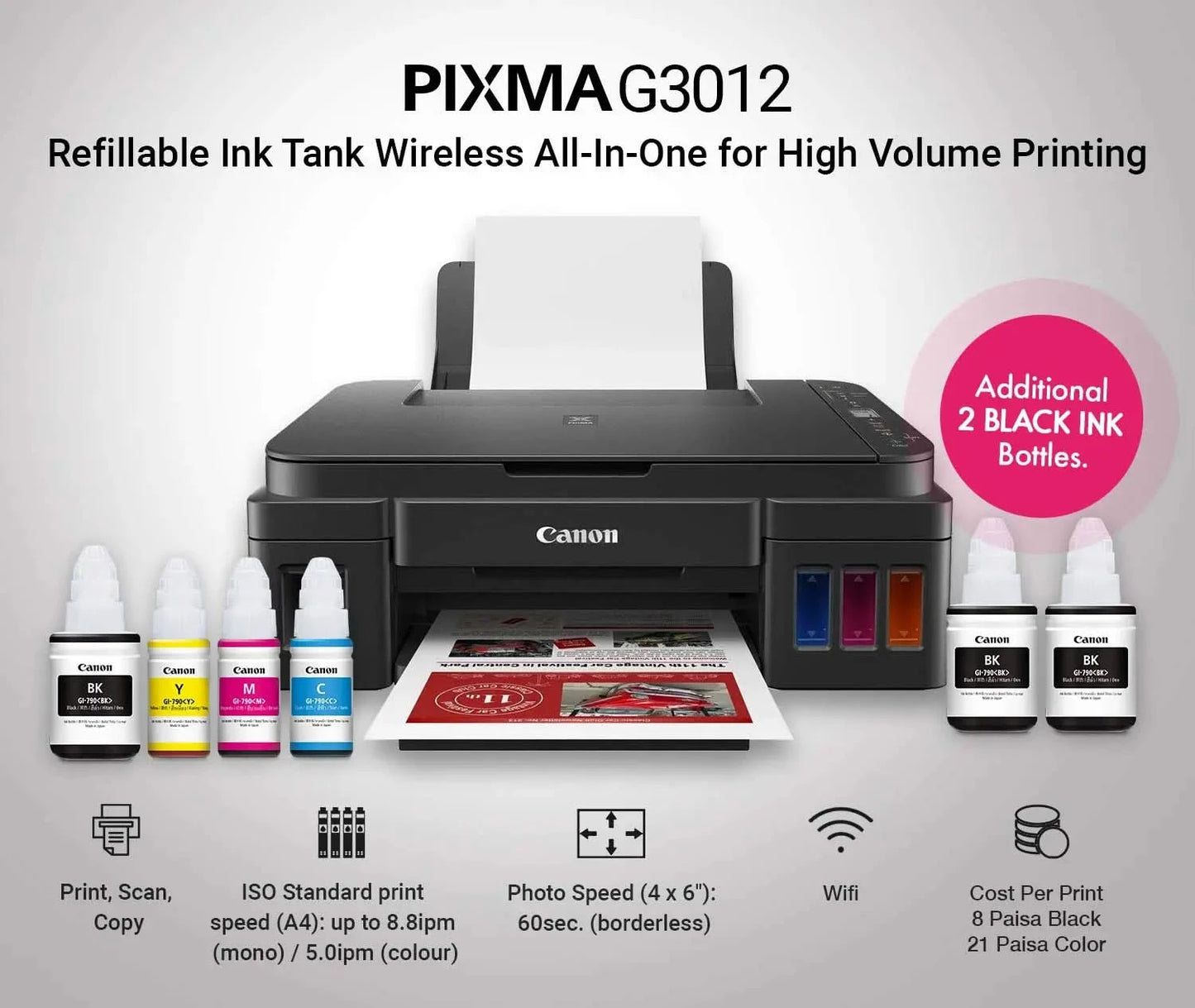Canon Pixma G3012 All-in-One Wireless Ink Tank Colour Printer