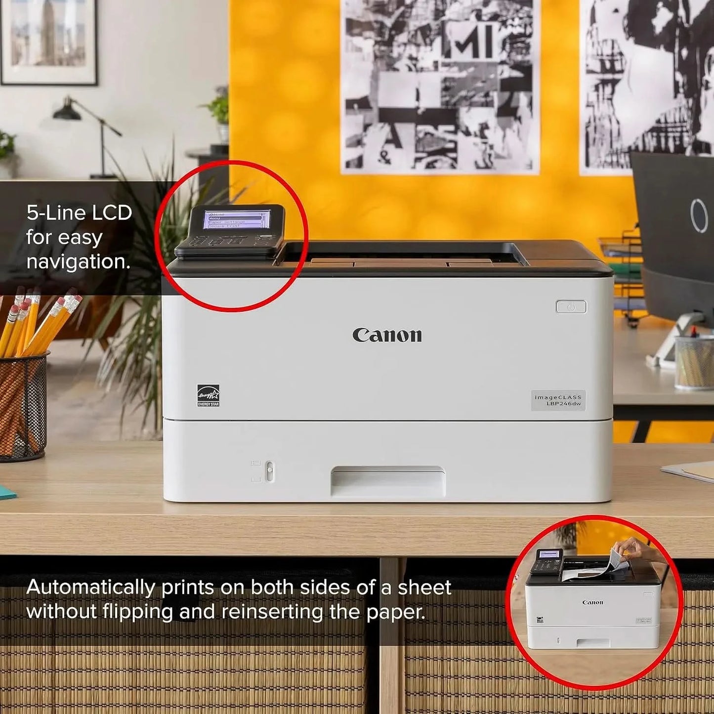 Canon imageCLASS LBP246dw - Monochrome Duplex, Wireless Laser Printer, Single Function, Mobile Ready, 42 PPM, White