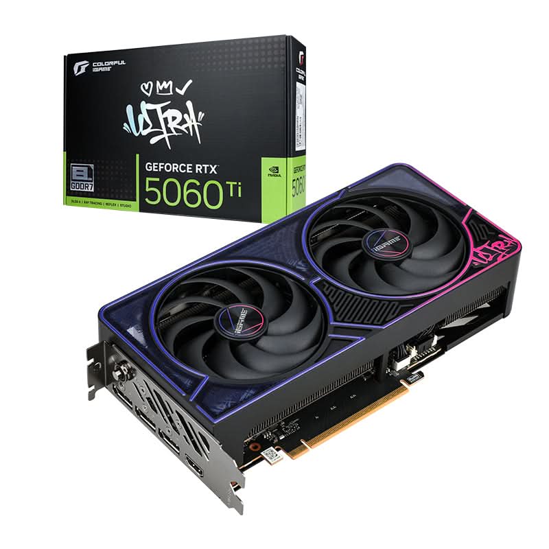 Colorful GeForce RTX 5060 Ti Ultra DUO OC 8GB GDDR7 Graphics Card, Black