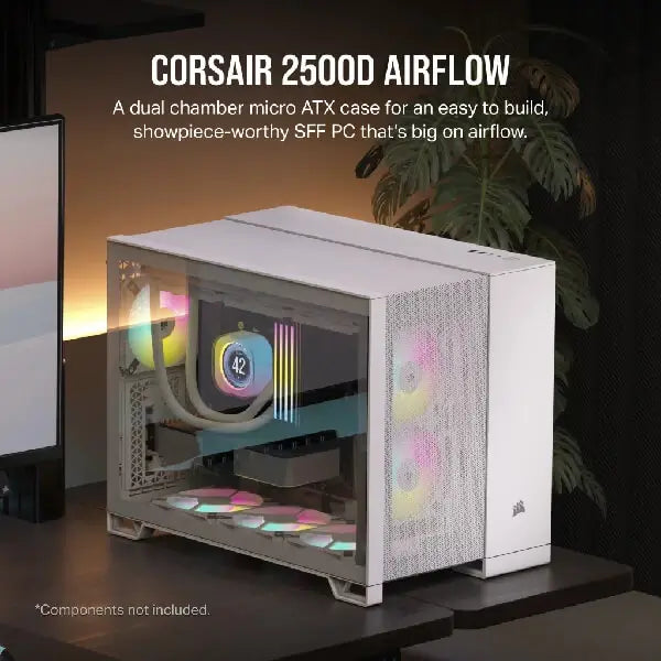 CORSAIR 2500D AIRFLOW TEMPERED GLASS MID-TOWER, WHITE