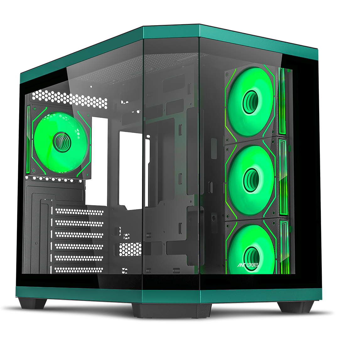 Ant Esports Crystal X11 ARGB (ATX) Mid Tower Cabinet (Green/Black)