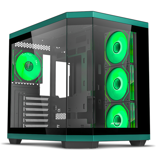 Ant Esports Crystal X11 ARGB (ATX) Mid Tower Cabinet (Green/Black)