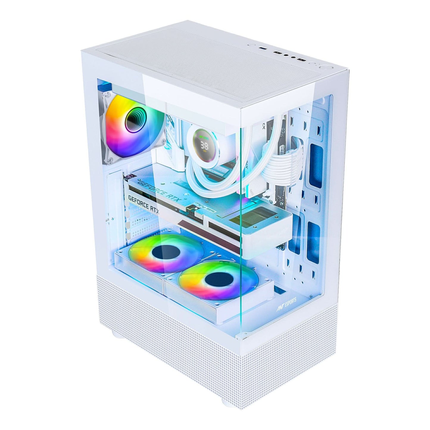 ANT ESPORTS CRYSTAL X2 MID-TOWER ATX CABINET WHITE