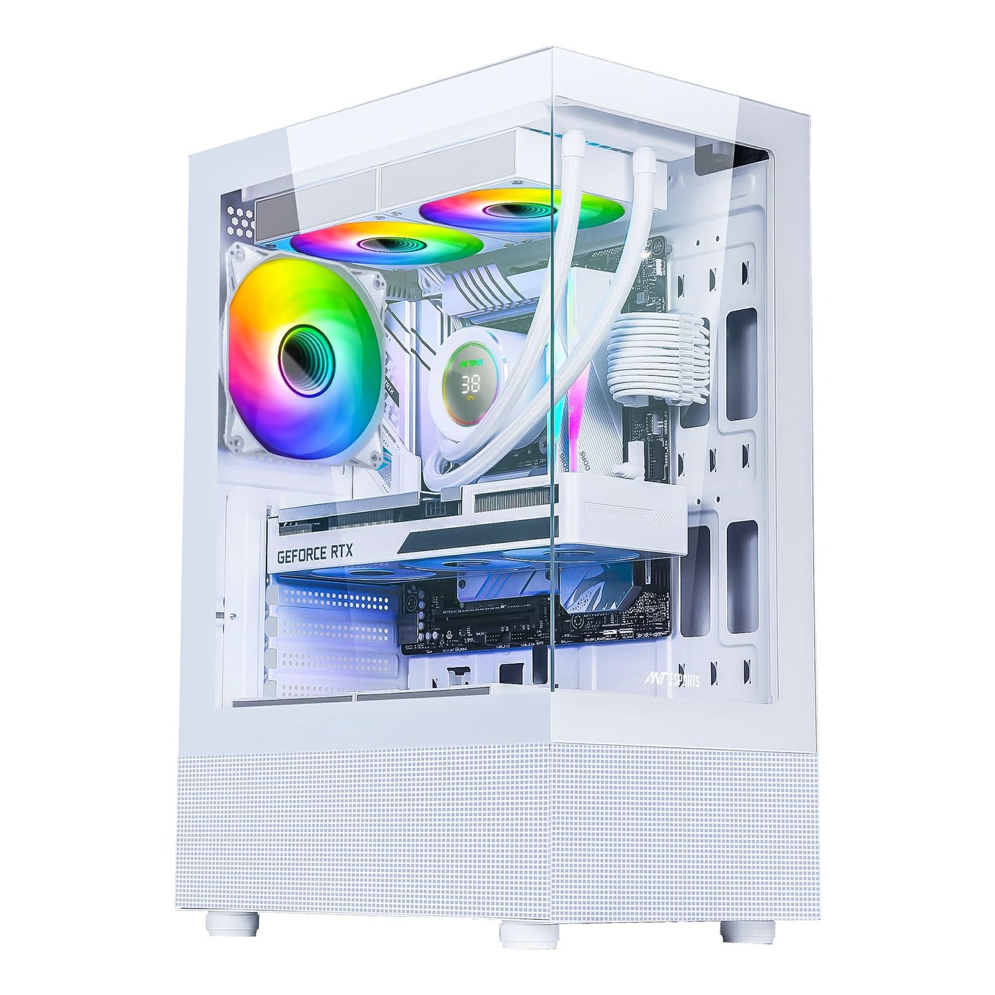 ANT ESPORTS CRYSTAL X2 MID-TOWER ATX CABINET WHITE