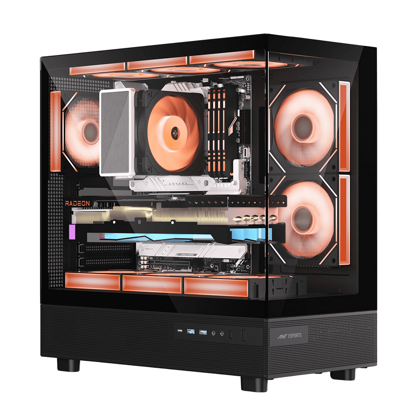 ANT ESPORTS CRYSTAL X6 ATX COMPUTER CASE/GAMING CABINET WITH TYPE-C BLACK