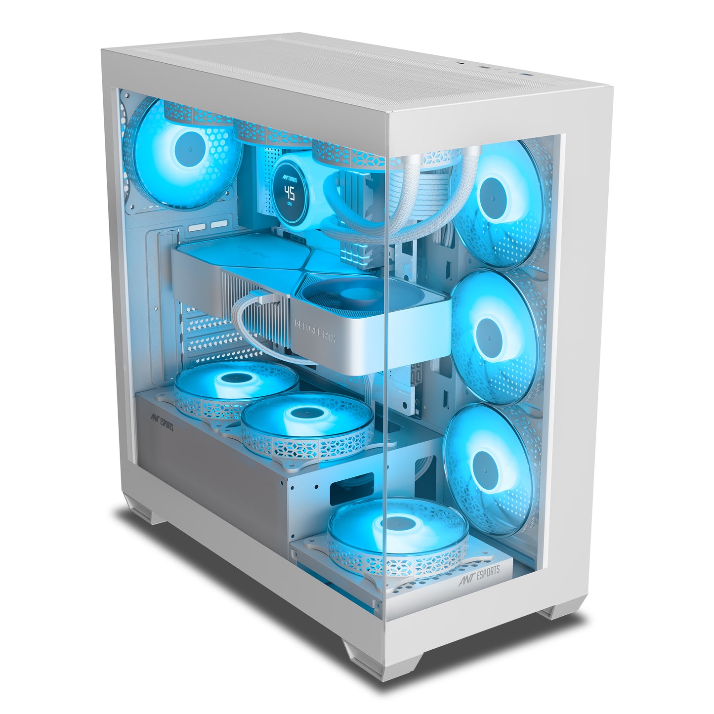 ANT ESPORTS CRYSTAL X7 ATX COMPUTER CASE/GAMING CABINET WITH TYPE-C WHITE