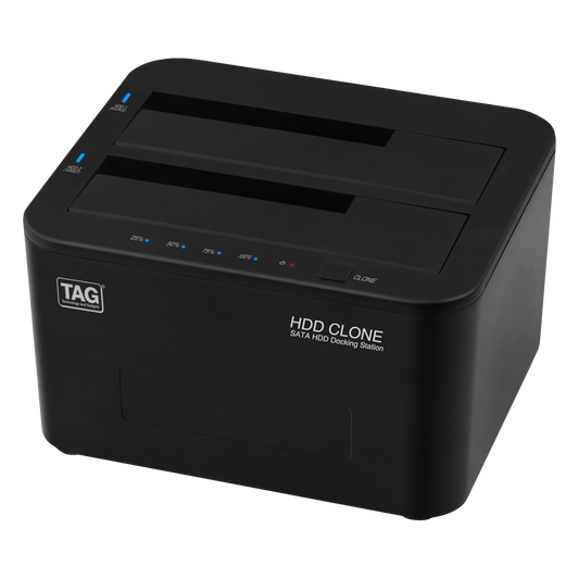 TAG Dual Drive HDD SSD Docking Station, USB 3.0, 5Gbps, SATA I II III, 2.5 and 3.5 Inch, HDD Clone