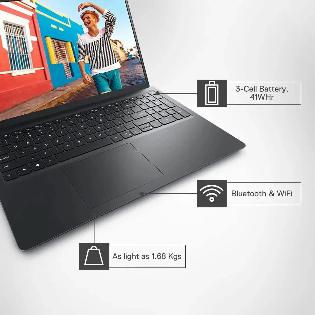 Dell 15 Thin & Light Laptop, AMD Ryzen R5-7520U Processor/ 8GB LPDDR5/ 512GB/ 15.6"(39.62cm) FHD 120Hz 250 nits Display/Windows 11 Black Color/ 1.63kg