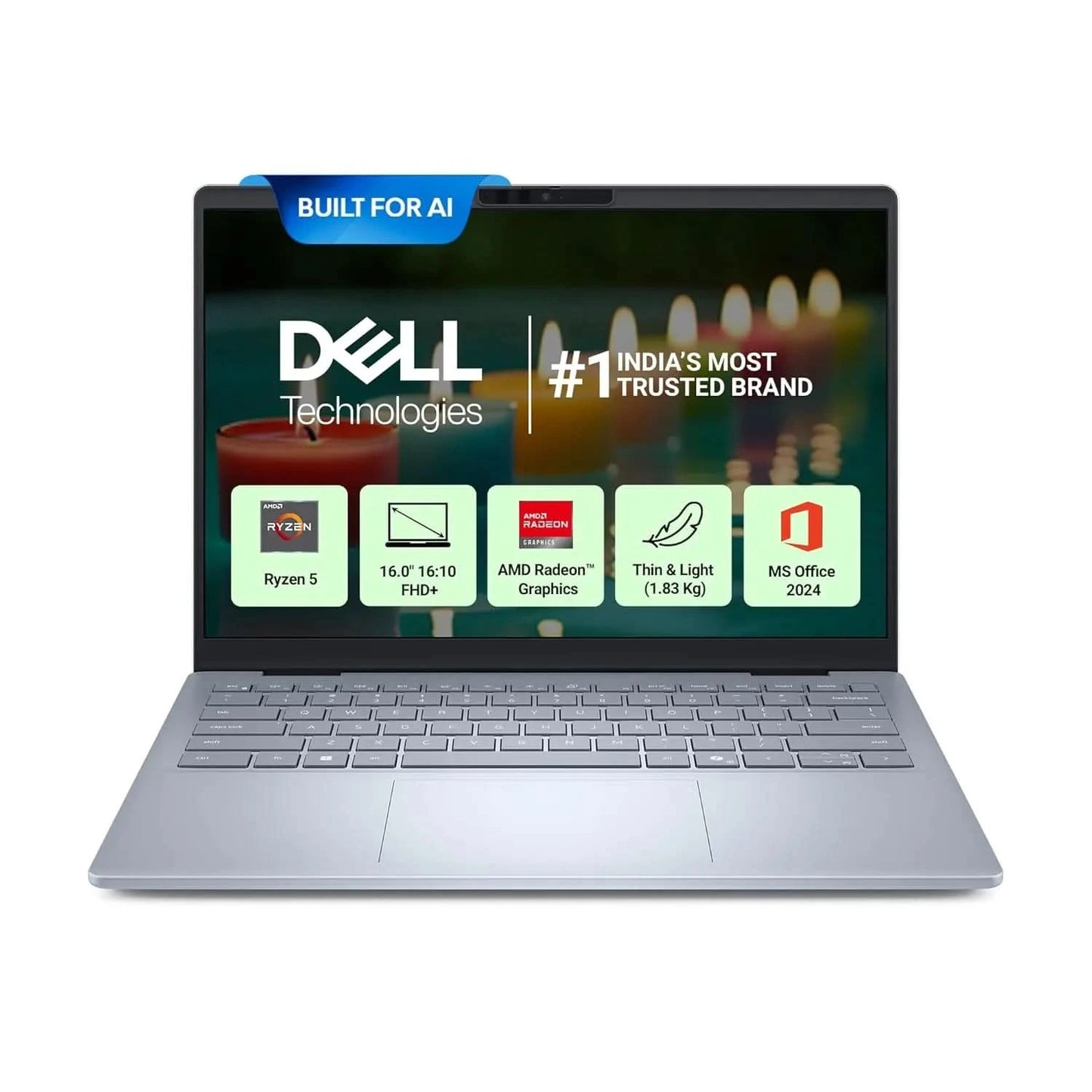 Dell 16, AMD Ryzen AI 5 340 6-core/12-thread Processor, 16GB LPDDR5X, 512GB SSD, FHD+, 16"/40.64cm, Win11, MSO'24, Ice Blue AI Powered Laptop