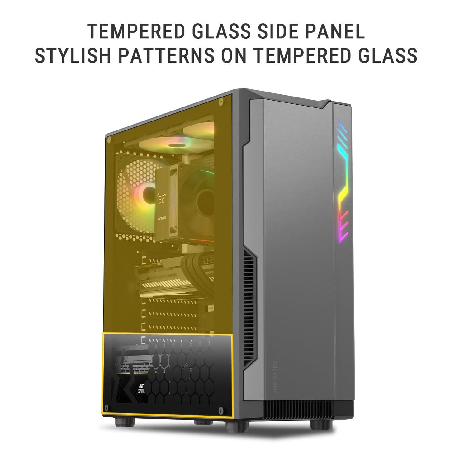 Ant Esports Eclipse Mid Tower (ATX/M-ATX/M-ITX) Black-Grey Cabinet 3x120mm Fans