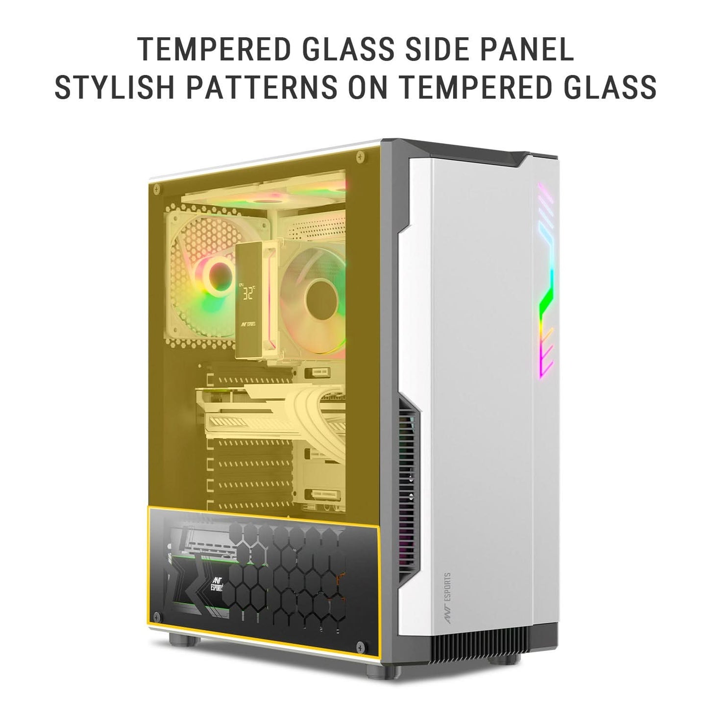 Ant Esports Eclipse Mid Tower (ATX/M-ATX/M-ITX) White-Grey Cabinet 3x120mm Fans