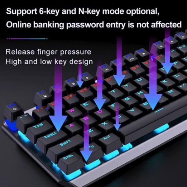 AULA F2066-II USB Full Size Wired Mechanical Gaming Keyboard Black – Clicky Blue Switches