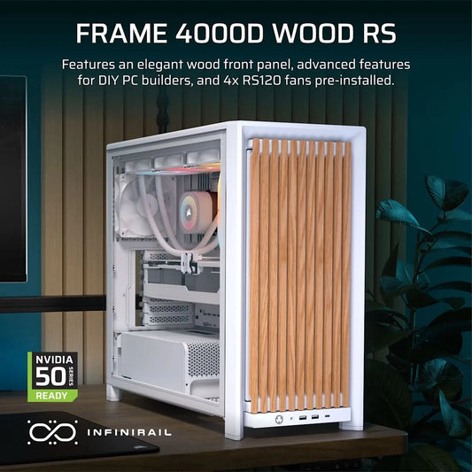 Corsair CASE FRAME 4000D WOOD RS Modular Mid-Tower PC Case - White/Oak