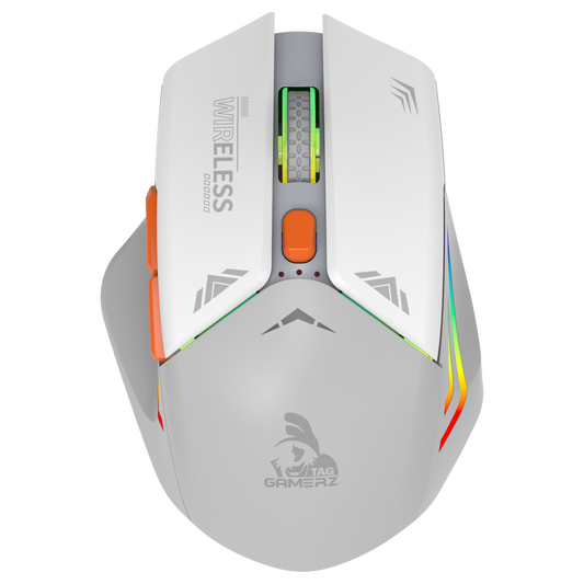 TAG WM800 Wireless Gaming Mouse, 2.4GHz, 6 Buttons, Up to 1600 DPI, Type-C Rechargeable, White