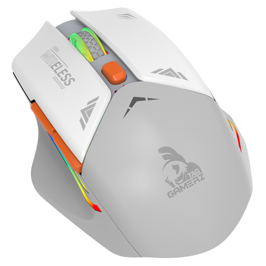 TAG WM800 Wireless Gaming Mouse, 2.4GHz, 6 Buttons, Up to 1600 DPI, Type-C Rechargeable, White