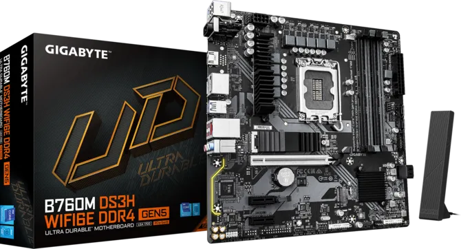 GIGABYTE B760M DS3H WIFI6E DDR4 GEN5 Motherboard, Intel B760, LGA1700, Wi-Fi 6E, 2.5GbE LAN, PCIe 5.0