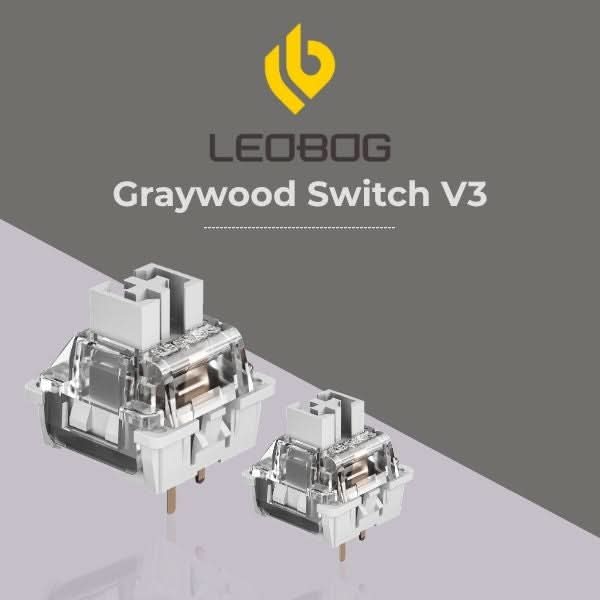 AULA LEOBOG Graywood Switch V3 – Ultra-Smooth, Pre-Lubed, Hot-Swappable, Ideal for Custom Keyboards – 100pcs (GrWS100)