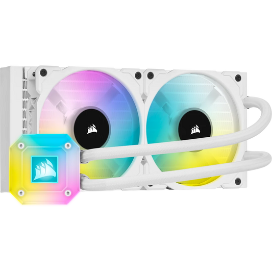 CORSAIR ICUE H100I ELITE CAPELLIX WHITE, 240MM RADIATOR, DUAL 120MM ML SERIES PWM FANS, RGB LIGHTING AND FAN CONTROL WITH SOFTWARE, LIQUID CPU COOLER