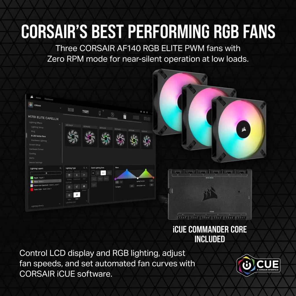 CORSAIR ICUE H170I ELITE LCD XT DISPLAY LIQUID CPU COOLER