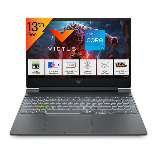 HP Victus, Intel Core i5 13th Gen 13450HX, 16 GB RAM, 512 GB SSD, Windows 11 Home, 6 GB Graphics, GeForce RTX 3050, 15.6 inch, Silver, 2.29 kg, With MS Office, 15-fa2652TX Gaming Laptop