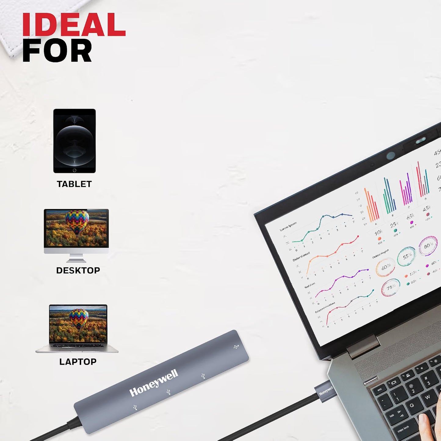 Honeywell 4-in-1 Ultra Slim USB Hub 1x USB 3.0 & 3x USB 2.0