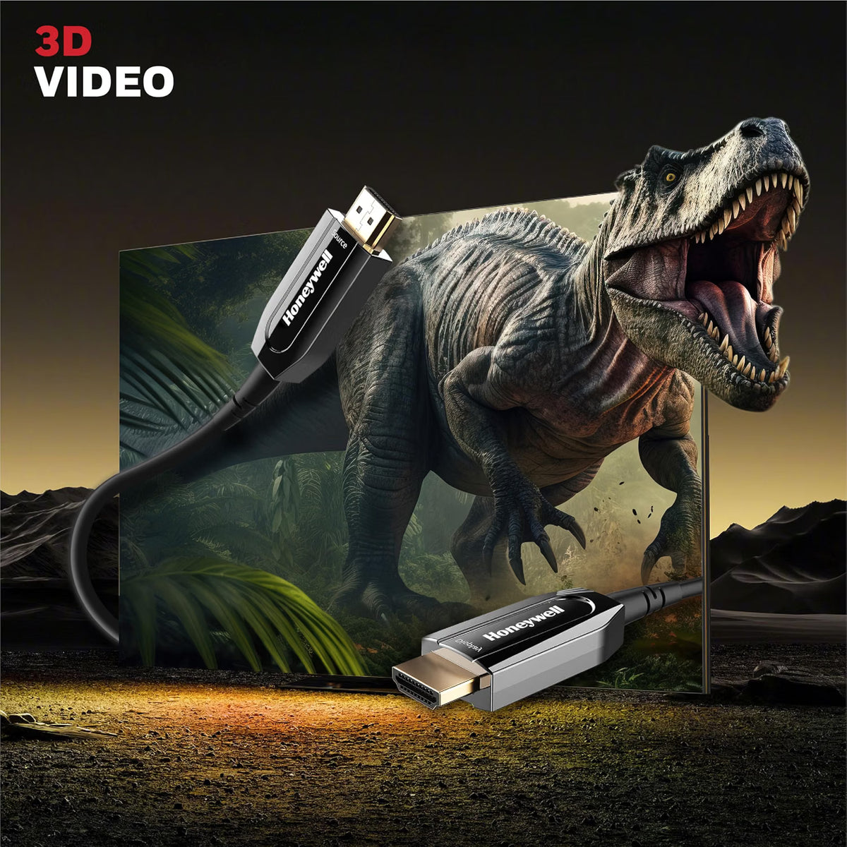 Honeywell HDMI AOC 2.1 Complaint 30 Meters, Transmission Speed of 48GBPS, Supports UHD Resolution of 8K@60Hz, Male-to-Male, High-Speed Fiber Optics Cable, Compatible with TV, Gaming Console, etc.